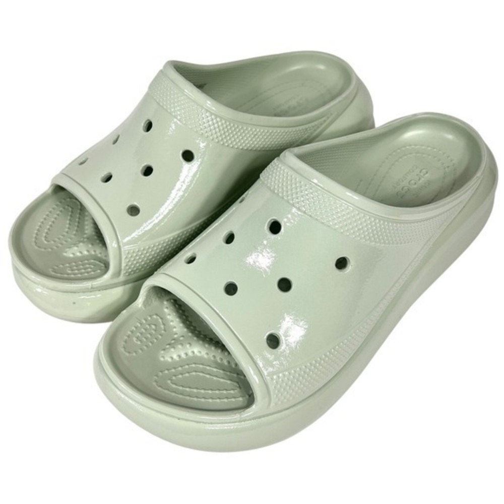 Crocs Crush Platform Slides Sandals High Shine Light Green W11/M9 Chunky Shoes